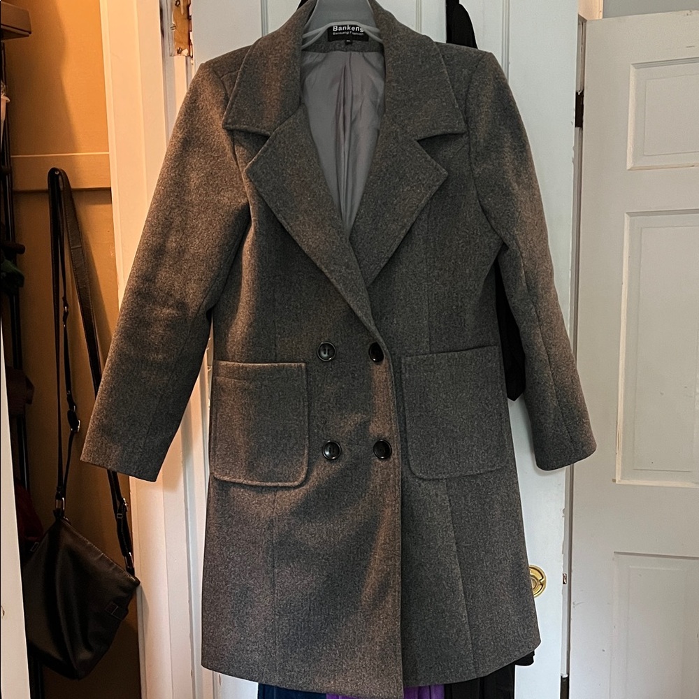 Charcoal Double-Breasted winter Coat